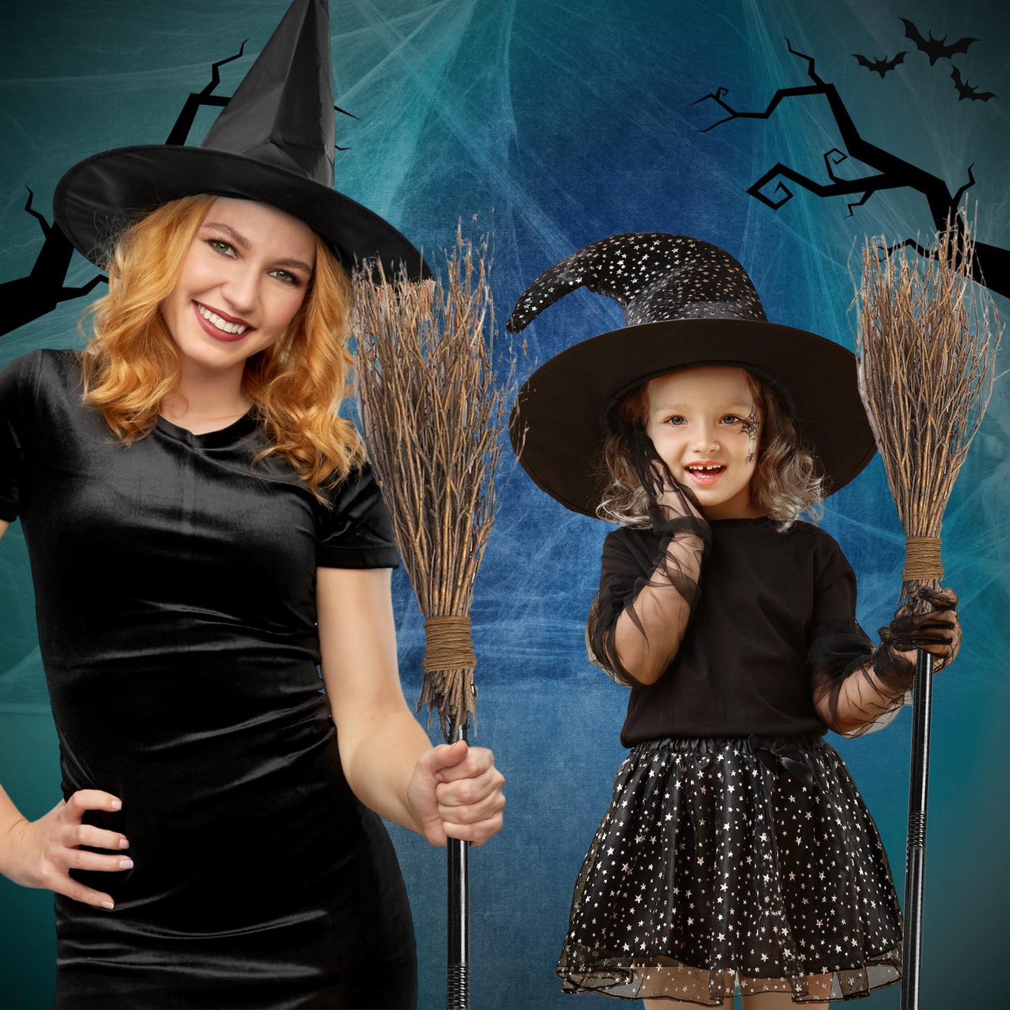 Witches Broomstick 3 Piece Realistic Halloween Costume Accessory - RRP £11.99 – 110 cm