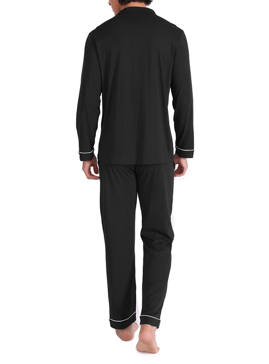 Men's Cotton Sleepwear RRP - £42.99 Button-Down Pajamas Set – Blue