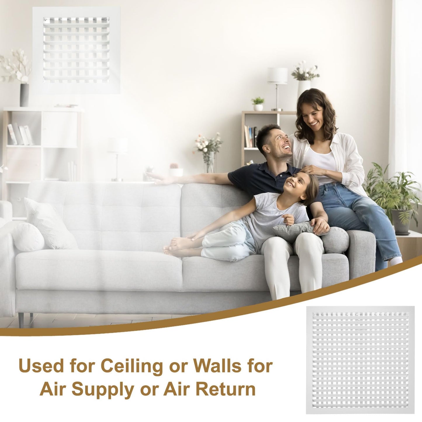 Adjustable Air Supply Diffuser 20" x 20" Aluminium HVAC Vent Cover - RRP £35.99 – White