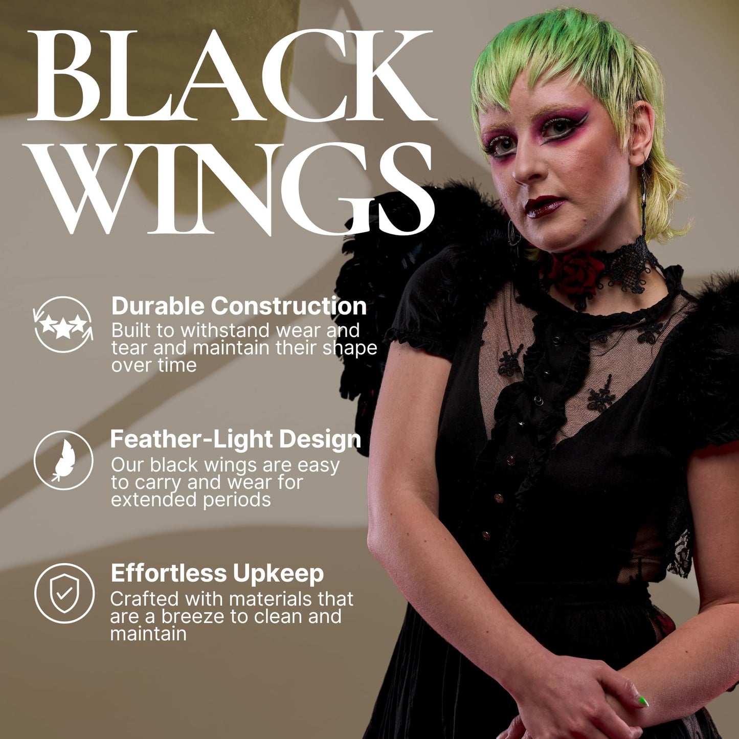 Moonlight Fright Women's Black Angel Wings Feather Costume Accessories - RRP £6.99 – Halloween