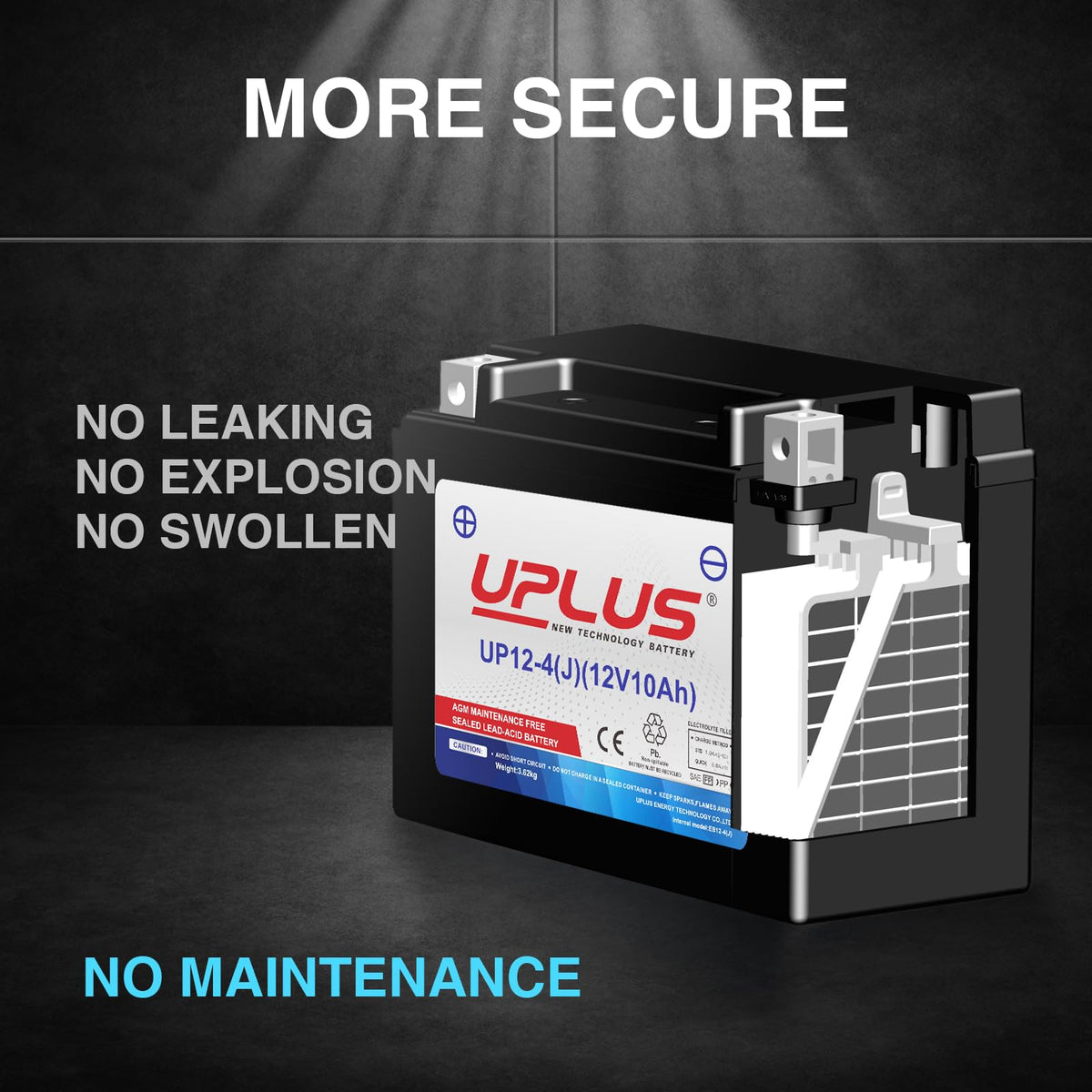 UPLUS Motorcycle Battery RRP - £35.99 UP12-4, 12V 10Ah Powersports Batteries High Performance, Agm Maintenance Free | Confirm size before order 150L x 87W x 130H(mm)