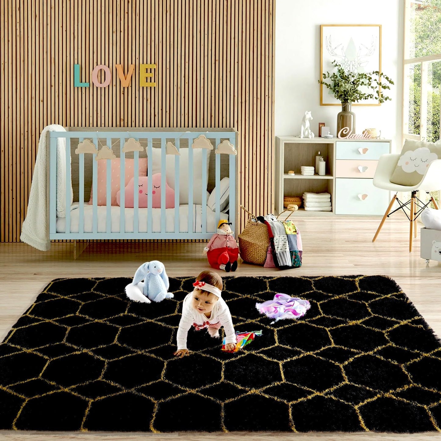 Checkered Rug - RRP: £59.99 - Large Soft Fluffy Washable Non-Slip ? Pink & White 240x300cm