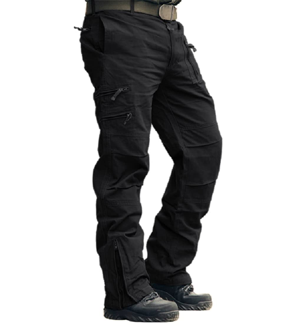 MAGCOMSEN Mens Casual Cargo Trousers RRP - £49.99 Military Style Army Tactical Pants, Black, 36