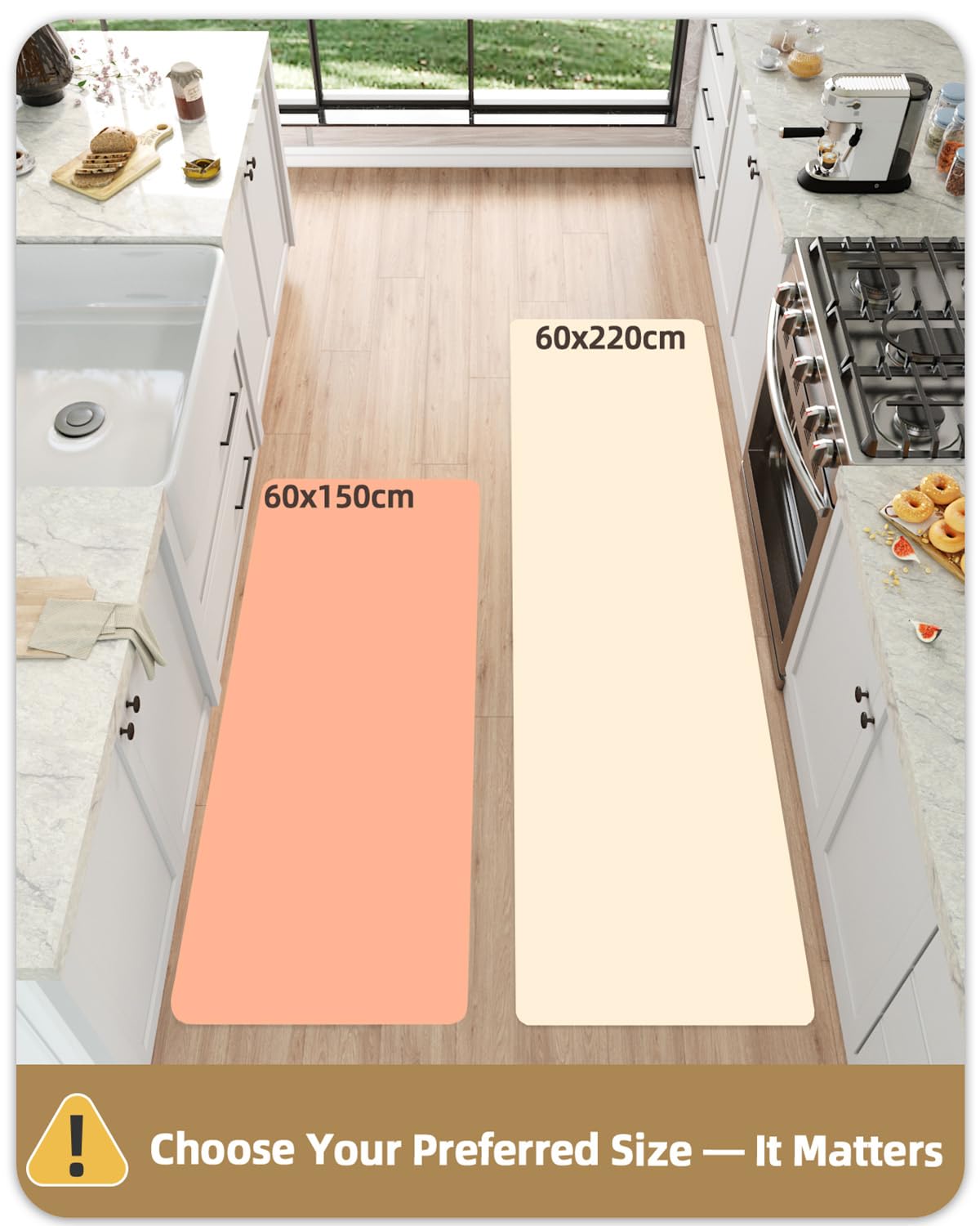 Kitchen Floor Mat Anti-Fatigue 60x220cm Faded Vintage Design – Red