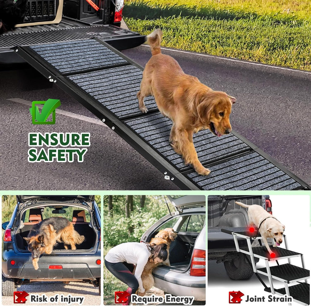 Snagle Paw Longest 180cm Dog Car Ramp RRP - £115.99,Protable Dog Ramp for Large Dogs with Anti-Slip Rug Surface,Folding Pet Ramp Stairs Up to 127KG Dog Ramps for Medium & Large Dogs Get Into a Car, SUV & Truck