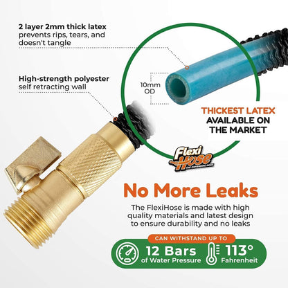Expandable Garden Hose RRP - £25.99 50ft with 8-Function Nozzle No-Kink Brass Fittings