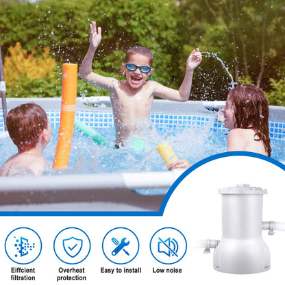 Evoio 800 Gallons Pool Filter Pump RRP - £24.99 Above Ground, Swimming Pool Filter Cartridge Pump, Electric Pool Water Pump Filter for Pools Sand Cleaning Tool Set with 1 Pool Filter Cartridge