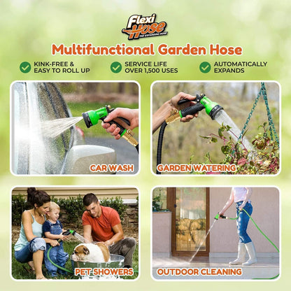 Expandable Garden Hose RRP - £25.99 50ft with 8-Function Nozzle No-Kink Brass Fittings