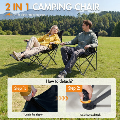 2-in-1 Folding Camping Chair - RRP £49.99 - 3-Position with Footrest & Cushion – 180kg