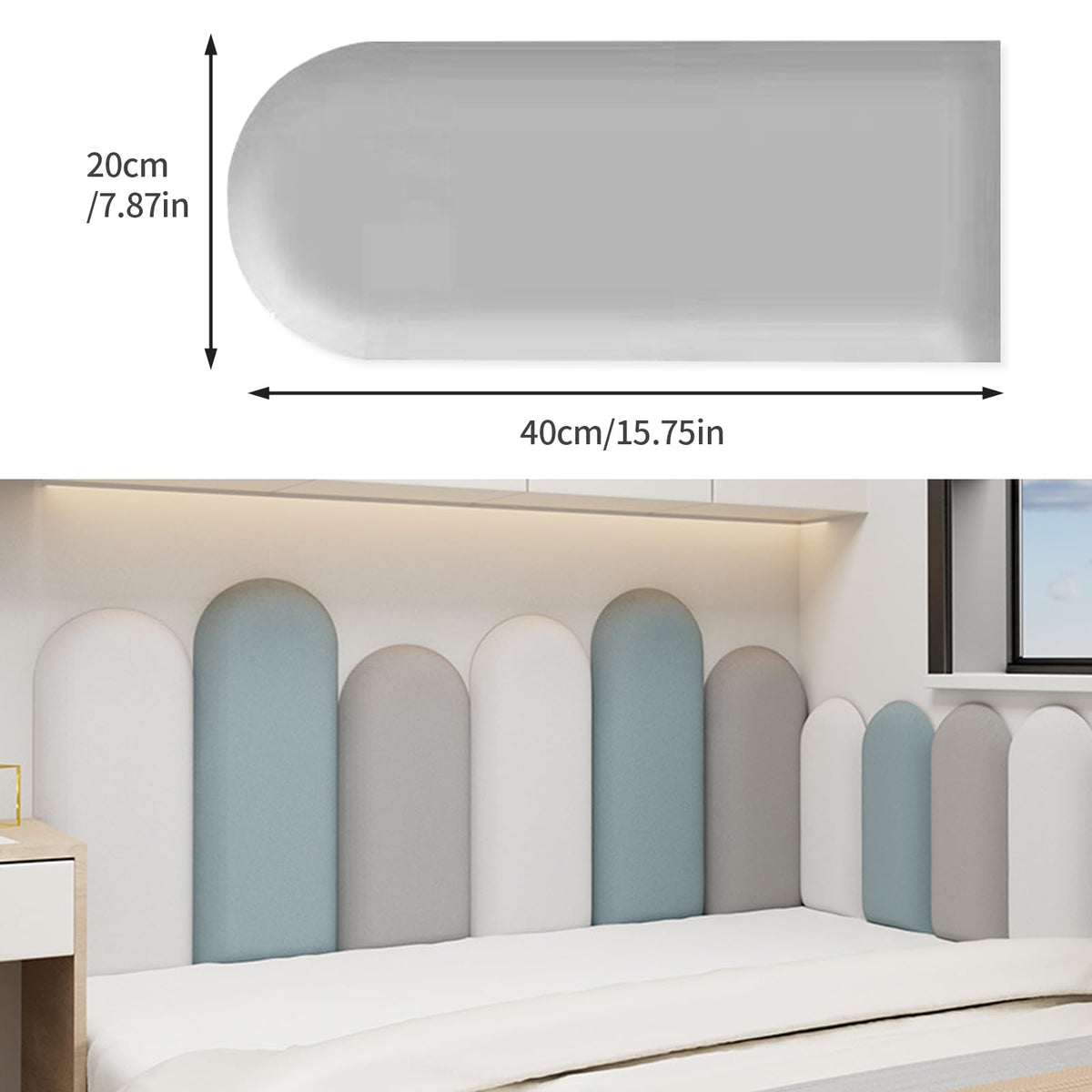 Anti-Collision 3D Wall Stickers Soft Cushion Padding RRP - £35.99 40x20cm 4-Pack Self-Adhesive Shockproof – Light Grey