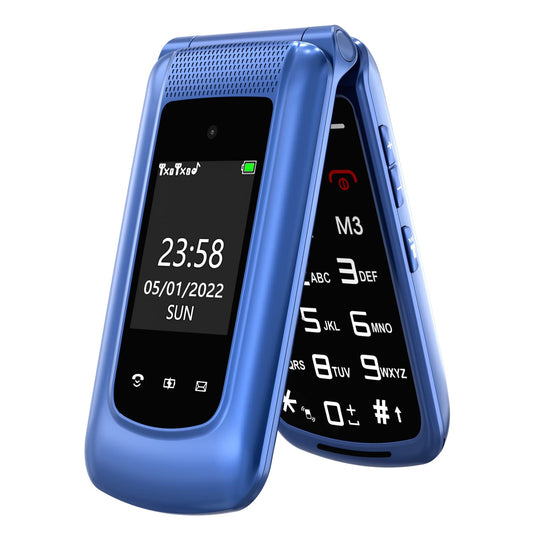 Senior Mobile Phone Simple for Elderly RRP - £29.99 Basic Cell Phone with Large Buttons, Flip Phone, Unlocked Senior Mobile Phone with 2.4" Color Display | SOS Button | FM Radio | Torch |1000mAh Battery (Blue)