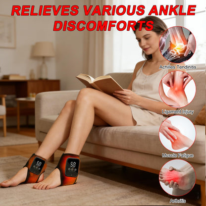 3-in-1 Foot & Ankle Massager - RRP £36.99 - Heat Vibration Hot Compress 3 Gears Wireless 2000mAh ? Black 2pcs