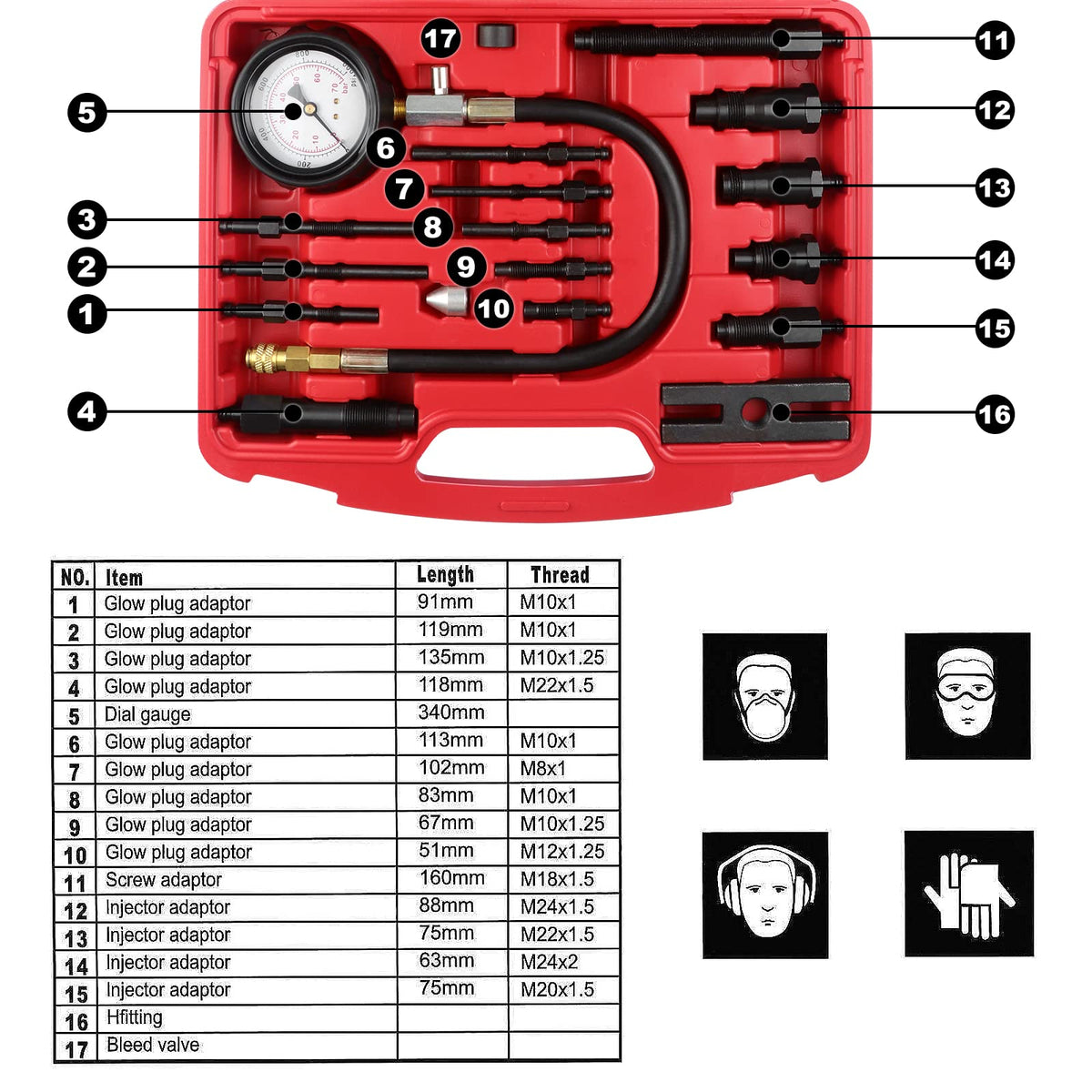 HSEAMALL Diesel Engine Compression Tester RRP - £39.99 ,TDI CDI Cylinder Pressure Diagnosis Tool,Auto Car Tractor Diesel Engine Testing Gauge Manometer Kit