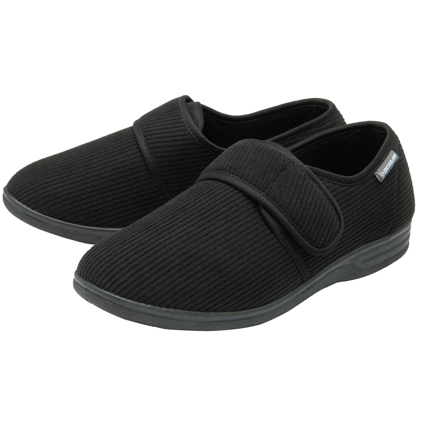 DUNLOP Mens Touch Fastening Slippers - RRP £19.99 – Black – UK 9