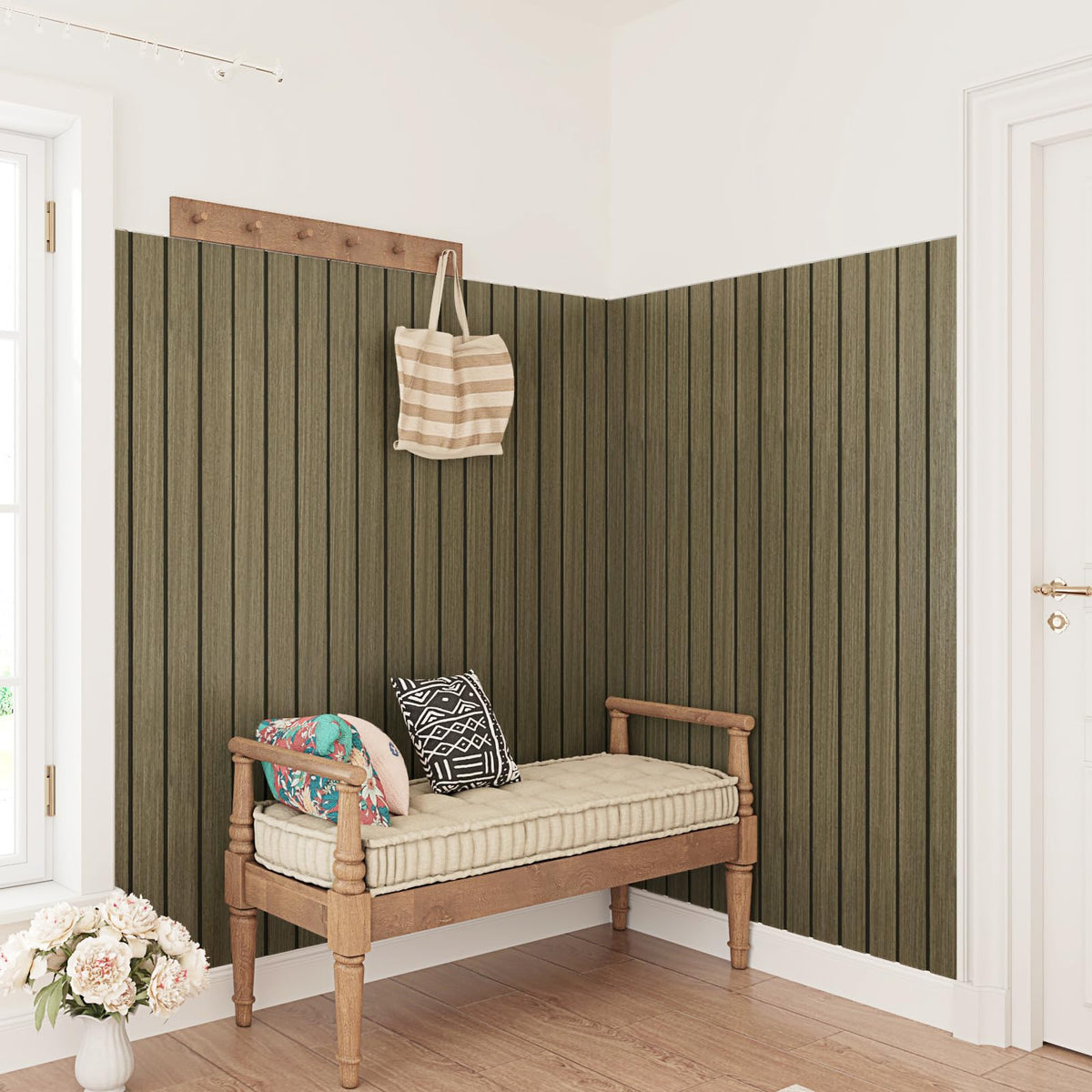 3D Self-Adhesive Vinyl Wall Panels RRP - £19.99 Wood Effect Acoustic Flexible Slats Roll 30 x 300cm – White