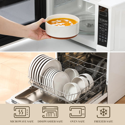 18-Piece Dinner Set - RRP: £79.99 - Plates & Bowls Raised Edge Scratch-Resistant Microwave & Dishwasher Safe - White