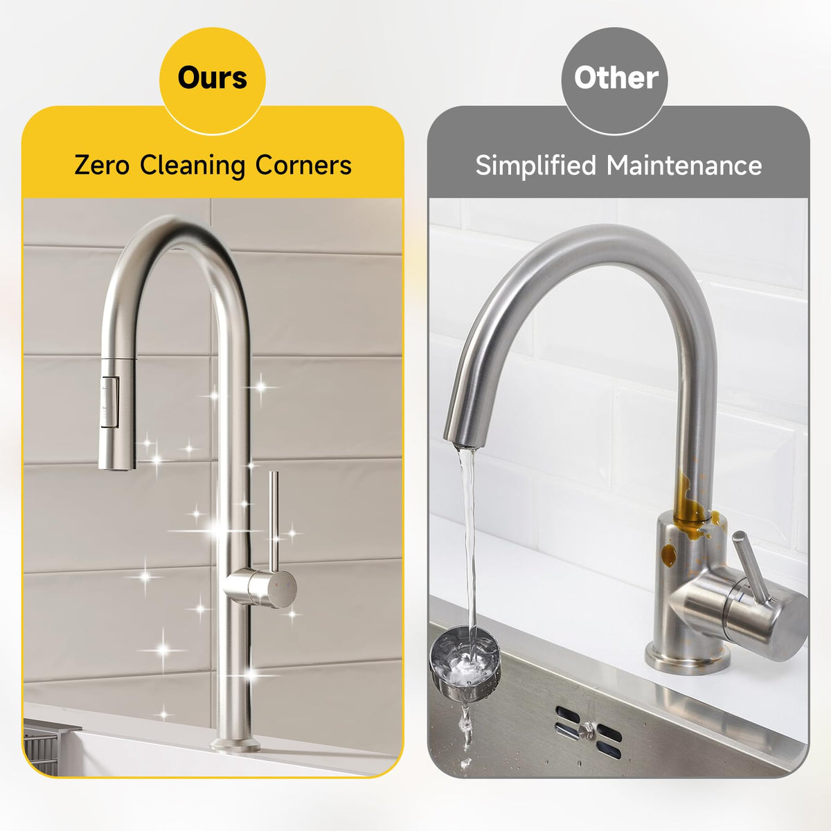 Kitchen Mixer Tap Pull-Out Sprayer RRP - £34.99 2-Mode 360° Swivel Single Handle – 43.6x22.6cm
