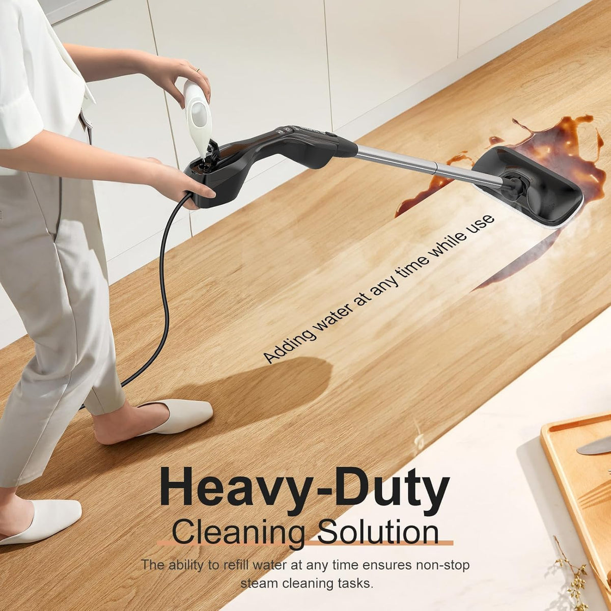 Fast-Heat Steam Mop with Handheld Cleaner RRP - £35.99 250ml Powerful Floor Steamer 17 Accessories Washable Pads – White