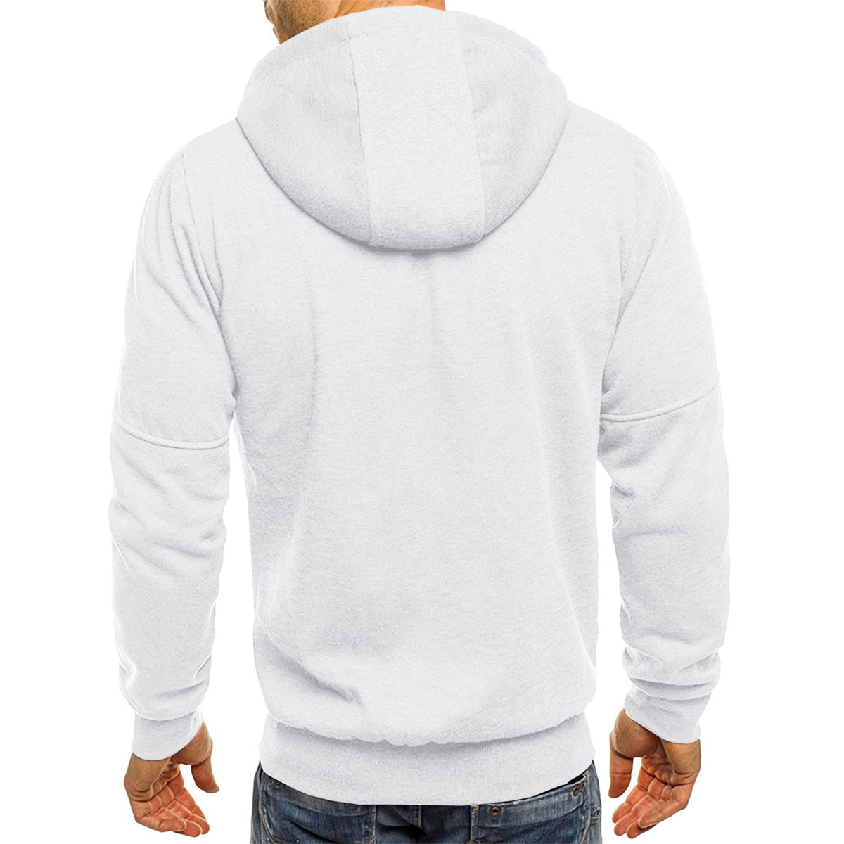 Men’s Fleece Hooded Sweatshirt RRP - £22.99 Full-Zip Long Sleeve Casual Pullover – White XL
