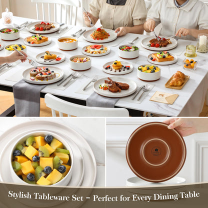 18-Piece Dinner Set - RRP: £79.99 - Plates & Bowls Raised Edge Scratch-Resistant Microwave & Dishwasher Safe - White