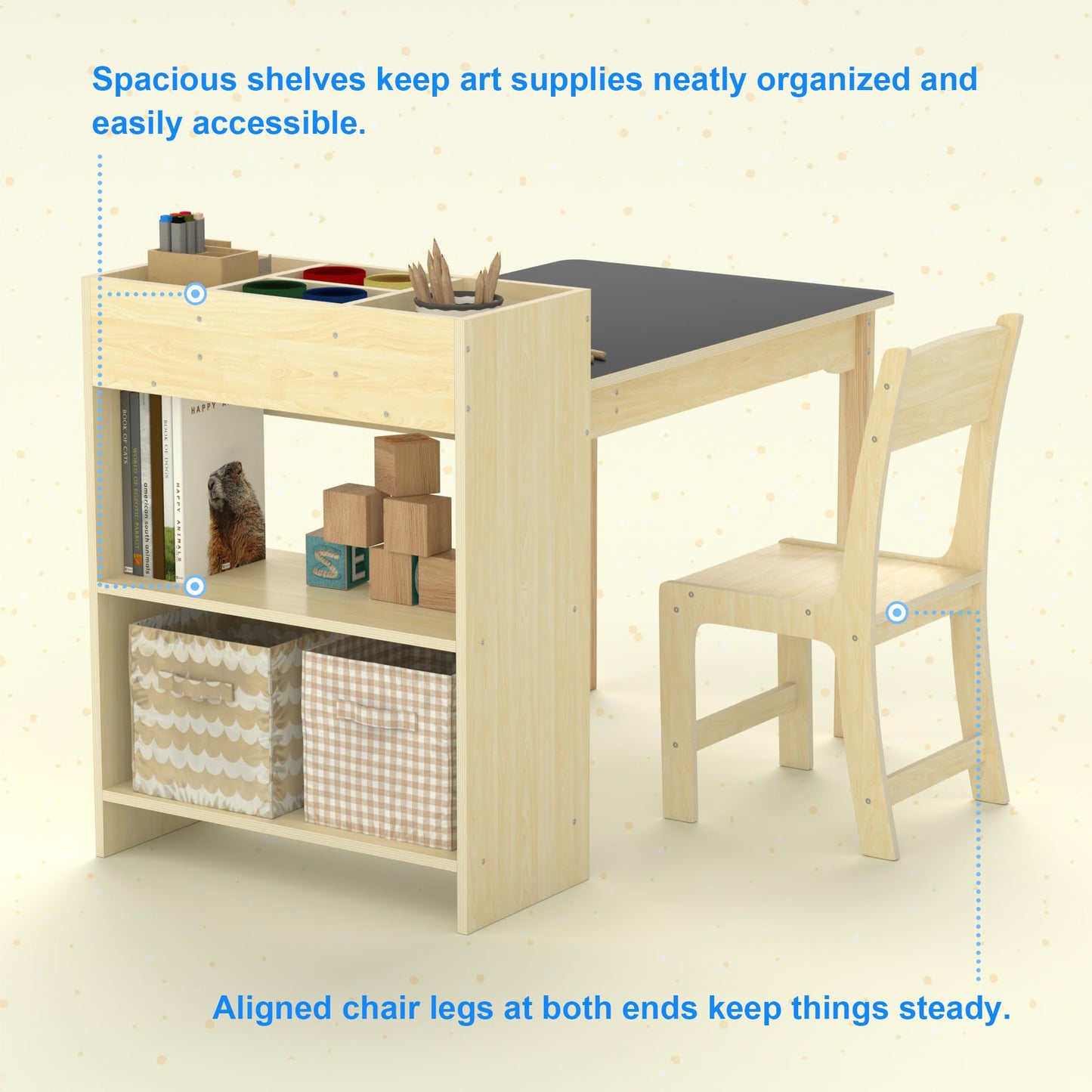 Children's Creative Table with Chair – RRP £49.99 - Solid Wood, Ergonomic for Toddlers