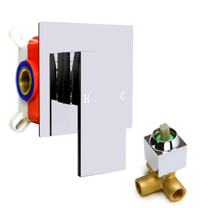 Square Single-Function Shower Valve RRP - £39.99 Rough-In Brass Body Wall-Mount Trim Kit – Chrome