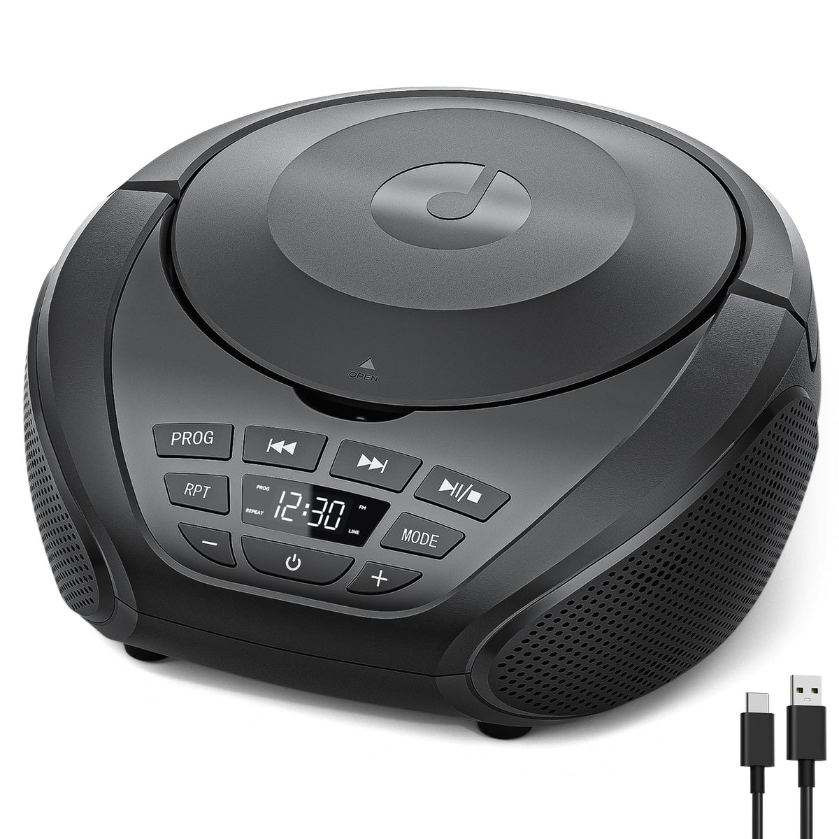 Gueray Portable CD Player Boombox RRP - £39.99 with FM Radio, AUX Input, Headphones ? Black