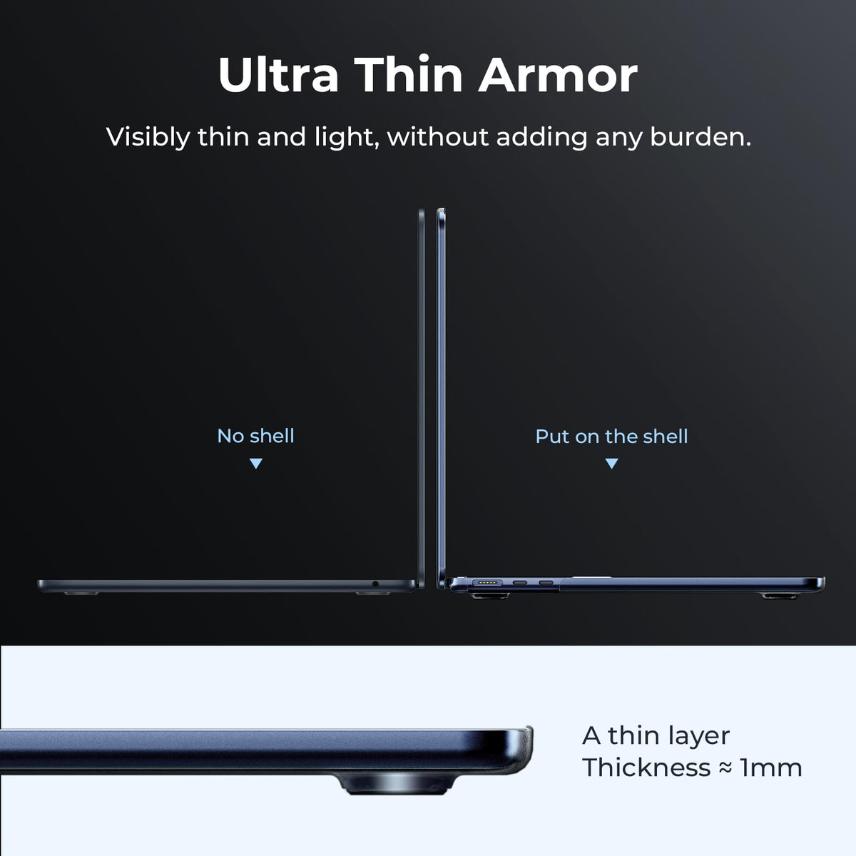 EooCoo Case RRP - £19.99 compatible for MacBook Air 15 inch M3 M2,2023 2024 Release [Presents Original Texture] Ultra-thin Invisible Translucent Hard Shell Cover for Model A3114 A2941 - Frost Midnight