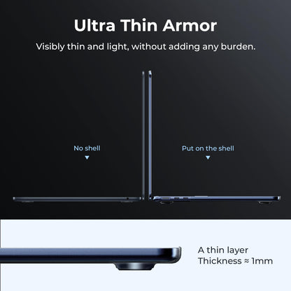 EooCoo Case RRP - £19.99 compatible for MacBook Air 15 inch M3 M2,2023 2024 Release [Presents Original Texture] Ultra-thin Invisible Translucent Hard Shell Cover for Model A3114 A2941 - Frost Midnight