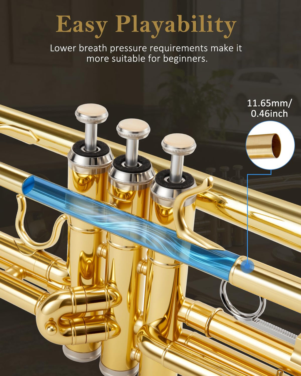 Bb Trumpet Beginner Student Set with Hard Case RRP - £139.99 7C & 3C Mouthpieces Cleaning Kit – Gold