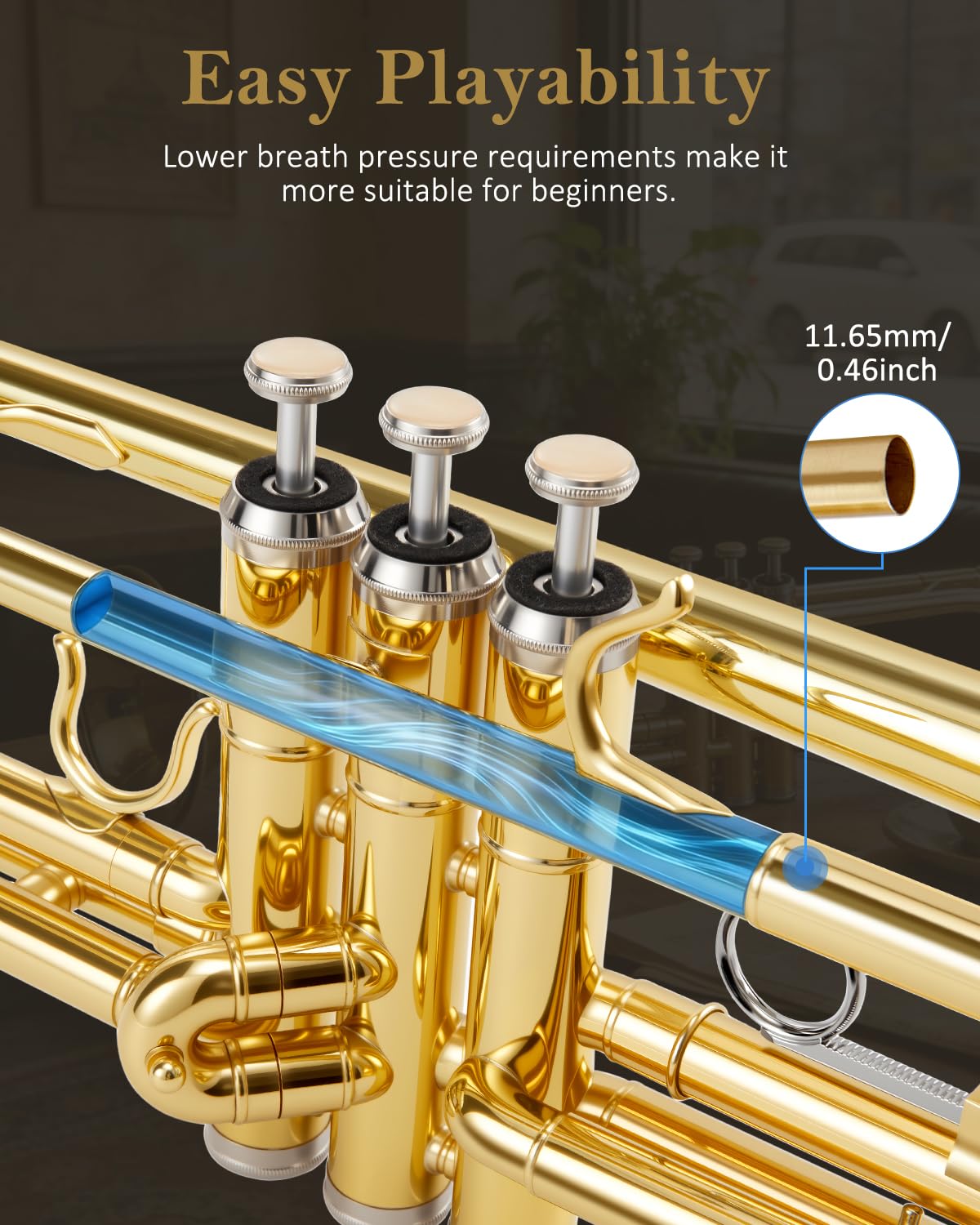Bb Trumpet Beginner Student Set with Hard Case RRP - £139.99 7C & 3C Mouthpieces Cleaning Kit – Gold