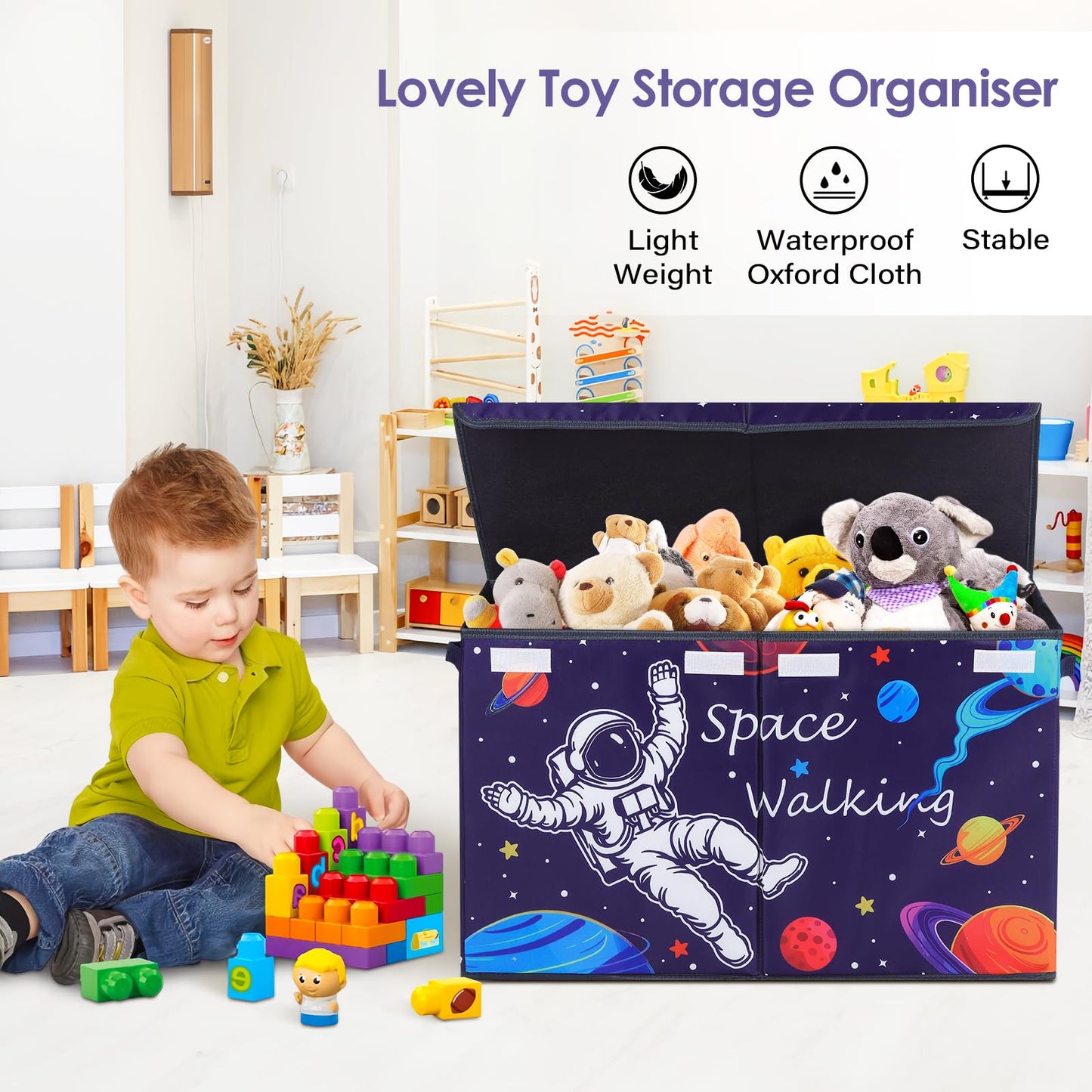 Princess Castle Toy Storage Box - RRP £24.99 – Foldable Organizer with Lid for Kids, 65x30x40cm