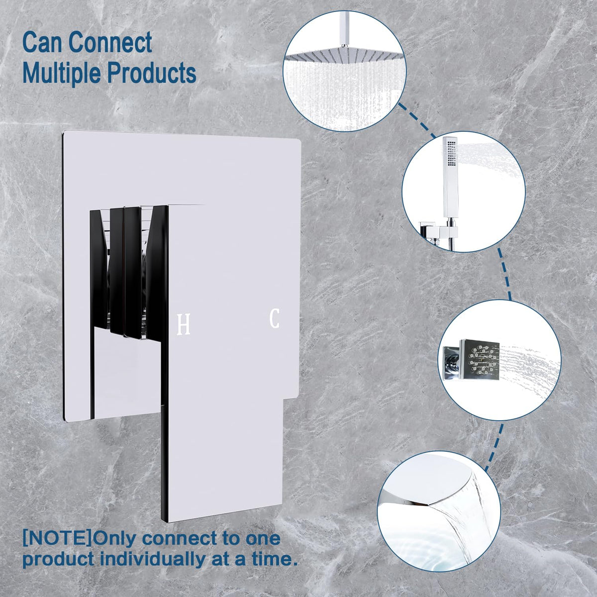 Square Single-Function Shower Valve RRP - £39.99 Rough-In Brass Body Wall-Mount Trim Kit – Chrome