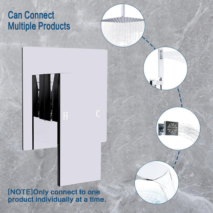 Square Single-Function Shower Valve RRP - £39.99 Rough-In Brass Body Wall-Mount Trim Kit – Chrome