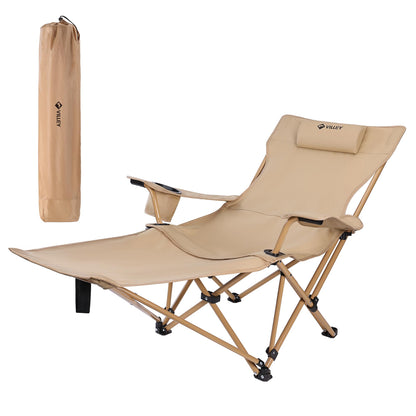 Reclining Camping - RRP £39.99 - Chair 2-in-1 Removable Footrest Adjustable Headrest