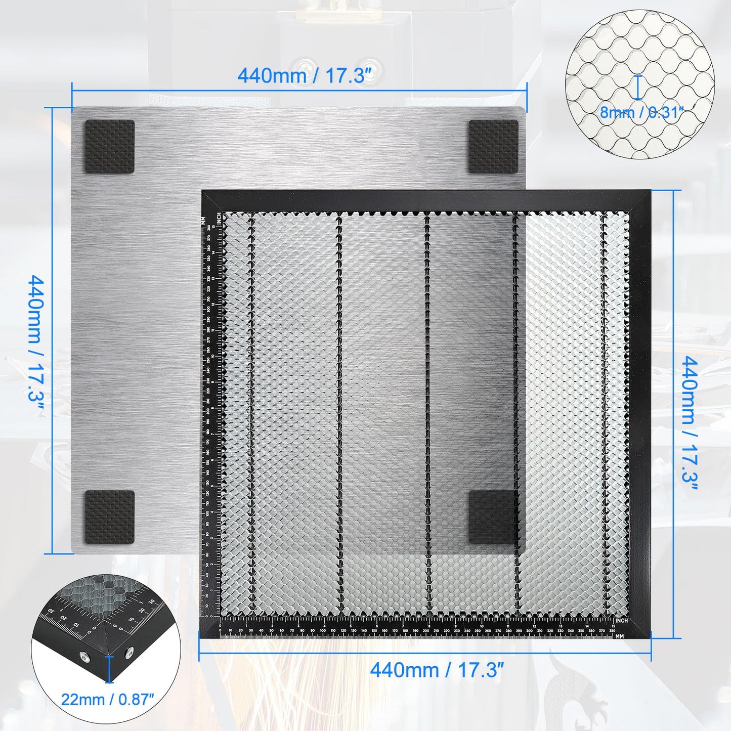 PATIKIL Honeycomb Laser Bed - RRP £39.99 - 440 x 440 x 22 mm Laser Working Table, Metal Honeycomb Cutting Table for Laser Cutting Engraving with Aluminum Plate