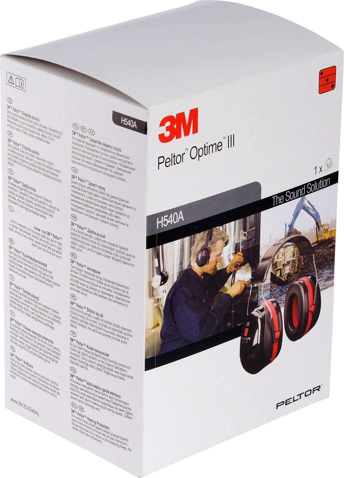 3M Peltor Optime III Ear Defenders Adults - RRP £29.99 - Protective Earmuffs with Headband, Hearing Protection Against High Noise Levels in Industrial Settings, 35 dB, Black/Red