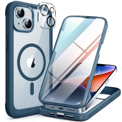Magnetic Case for iPhone 14 Plus RRP - £19.99 with Screen & Camera Lens Protectors – Storm Blue