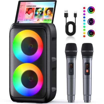 Karaoke Machine RRP - £59.99 with 1 Microphone Bluetooth Speaker Supports TV Smartphone AUX USB – Black