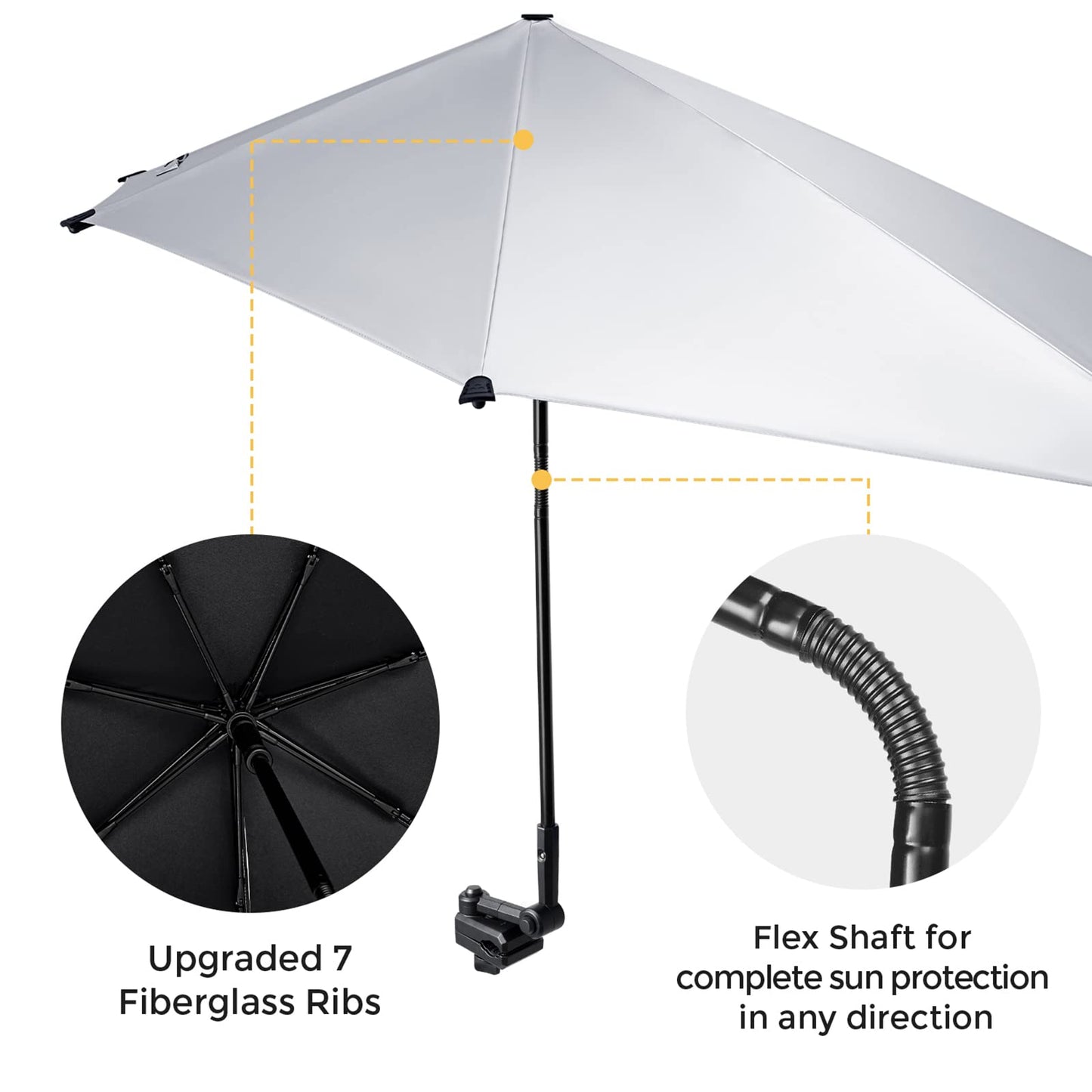 G4Free UPF 50+ Adjustable Beach Umbrella RRP - £34.99 - XL with Universal Clamp