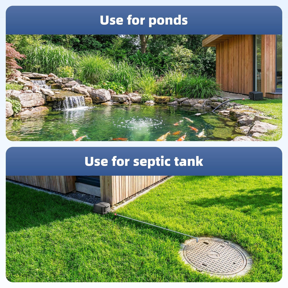 Pond Aerator Air Pump RRP - £89.99 2400L/H Quiet 40dB IP65 Waterproof with UK Plug & Return Valve – 220V