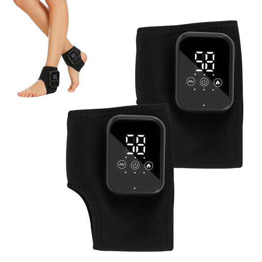 3-in-1 Foot & Ankle Massager - RRP £36.99 - Heat Vibration Hot Compress 3 Gears Wireless 2000mAh ? Black 2pcs