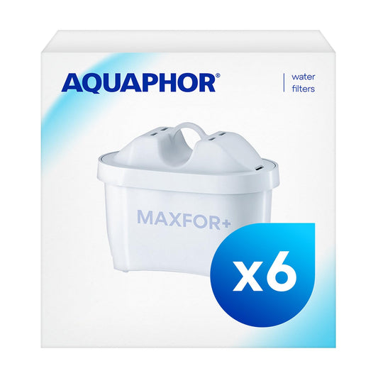 AQUAPHOR Maxfor+ Replacement Filter Cartridge Pack of 6 - RRP: £18.99 - Compatible with All Aquaphor Maxfor+ Filter jugs and Brita Maxtra+ Reduces limescale, Chlorine and Other impurities.