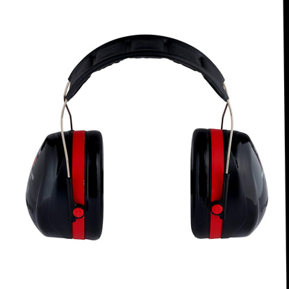 3M Peltor Optime III Ear Defenders Adults - RRP £29.99 - Protective Earmuffs with Headband, Hearing Protection Against High Noise Levels in Industrial Settings, 35 dB, Black/Red