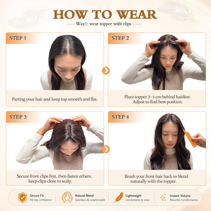 Hair Topper RRP - £39.99 20in Wavy Clip-In or Invisible Wire Seamless Blend Lightweight – 20in
