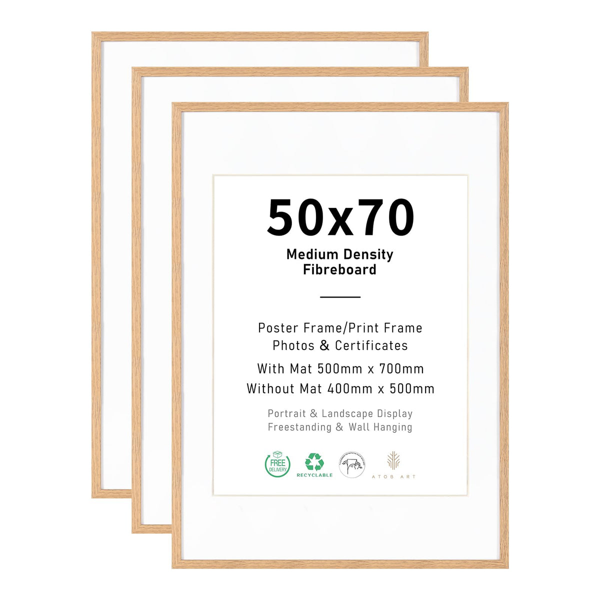 Picture Frame Set of 3 RRP - £44.99 50x70 with 40x50 Mat Option