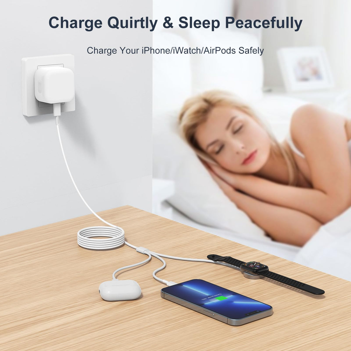 3-in-1 Apple Watch Charger 20W USB-C Fast Charge 2m - Universal