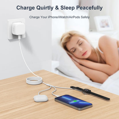 3-in-1 Apple Watch Charger 20W USB-C Fast Charge 2m - Universal