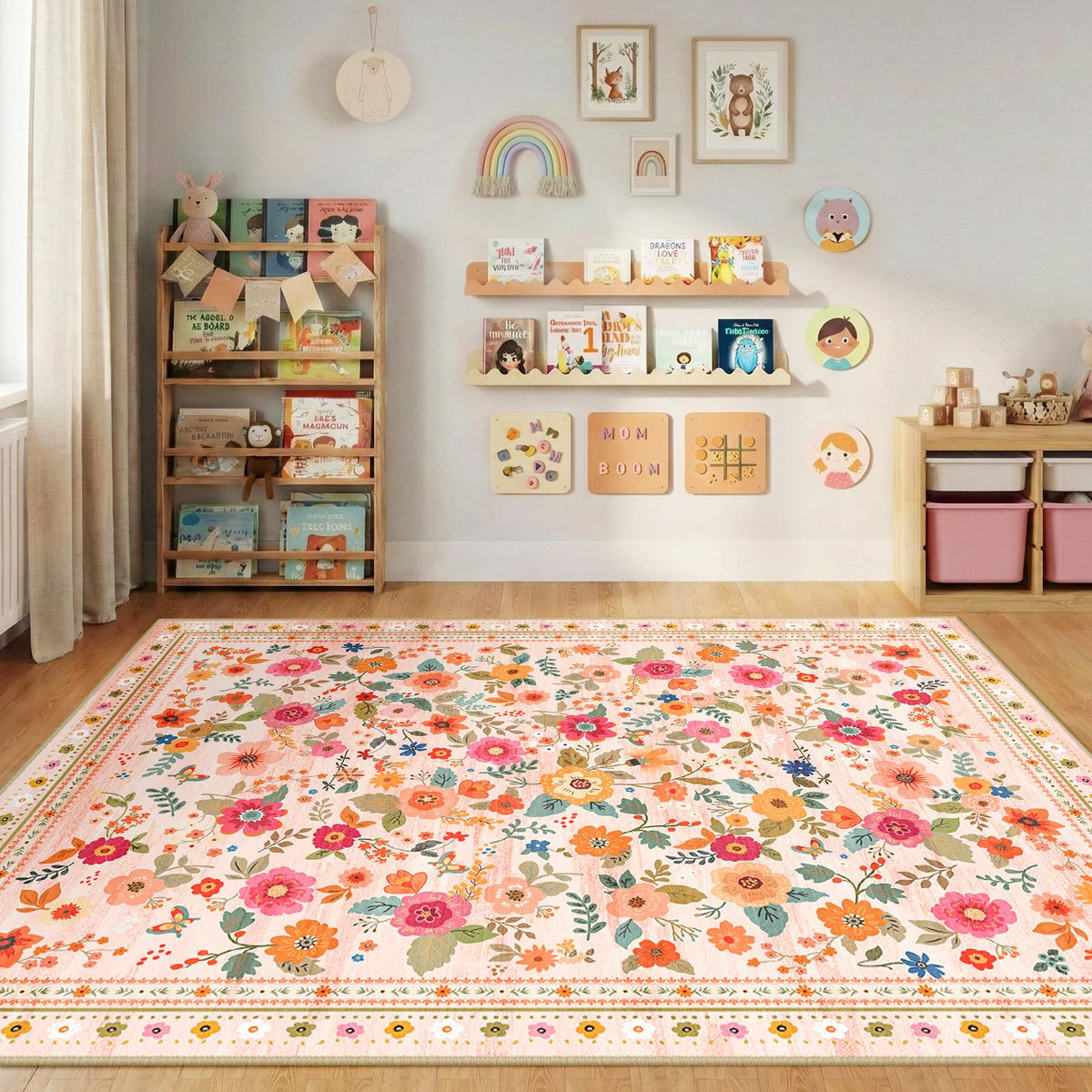 Washable Floral Rug RRP - £99.99 183 x 274 cm – Pink/Beige