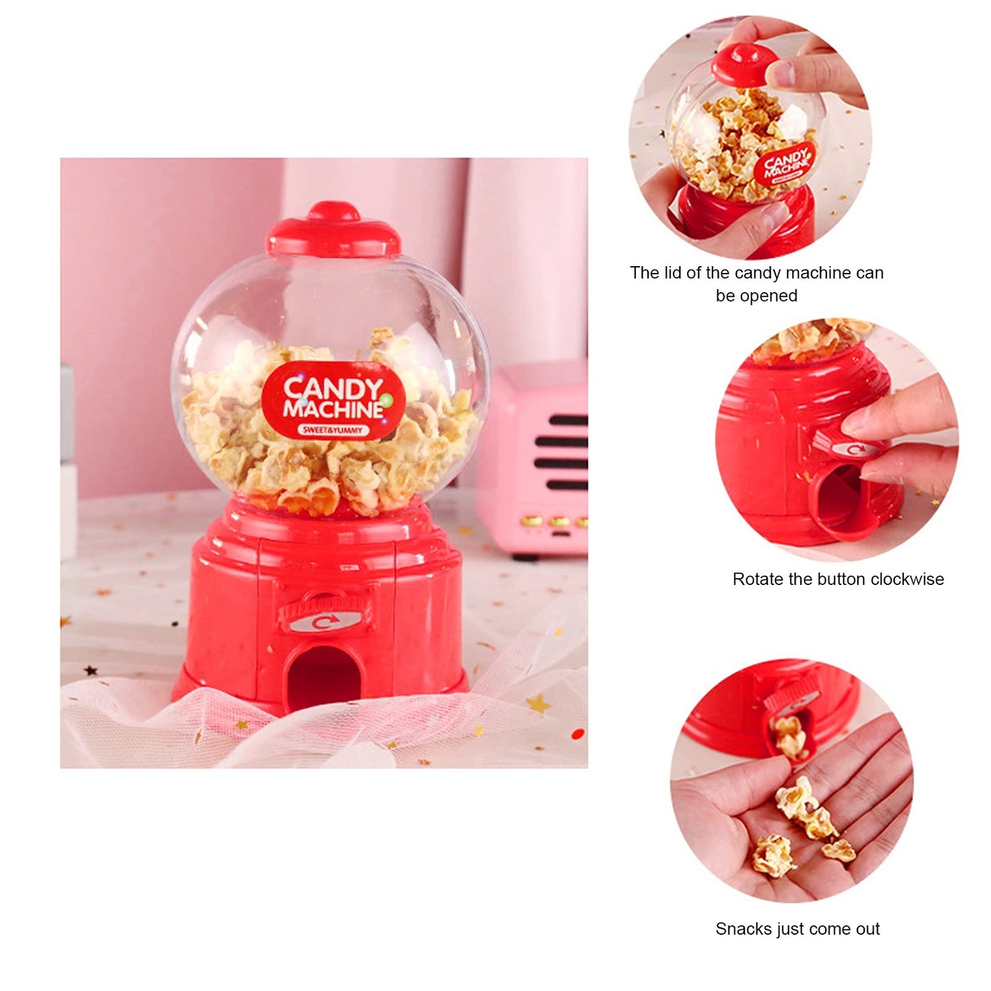Sweet Dispenser Mini Vending Machine For Sweets - RRP £9.99 - Candy Dispenser Cute Sweet Machine, Gumball Machine Plastic Candy Machine Sweets Dispenser, Gumball Dispenser Mini For Boys Girls(Red)